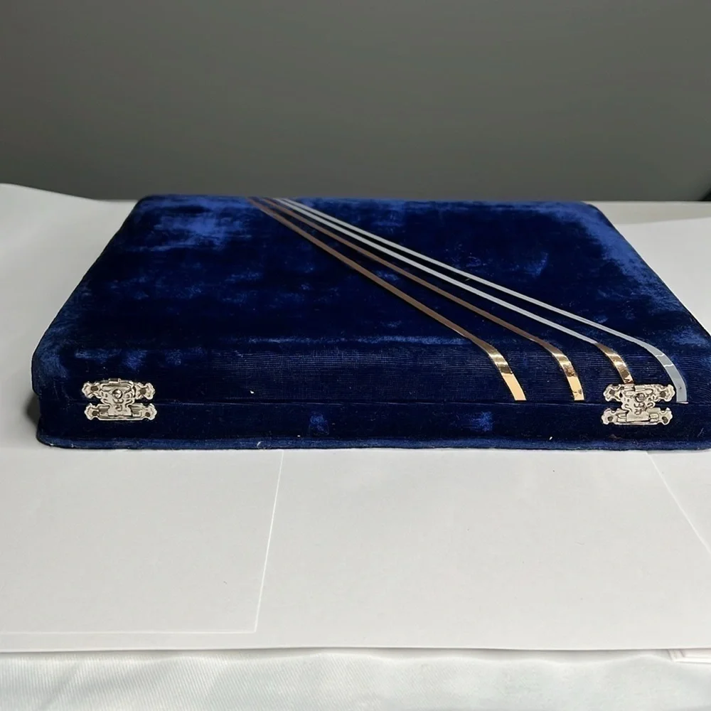 Vintage Blue Velvet 5 Celluloid Jewelry Box